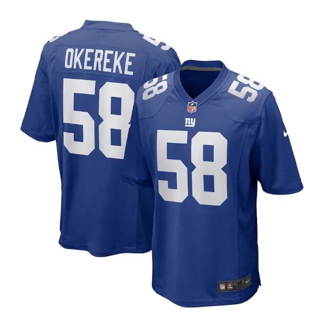 Men's New York Giants #58 Bobby Okereke Royal Football Stitched Game Jersey